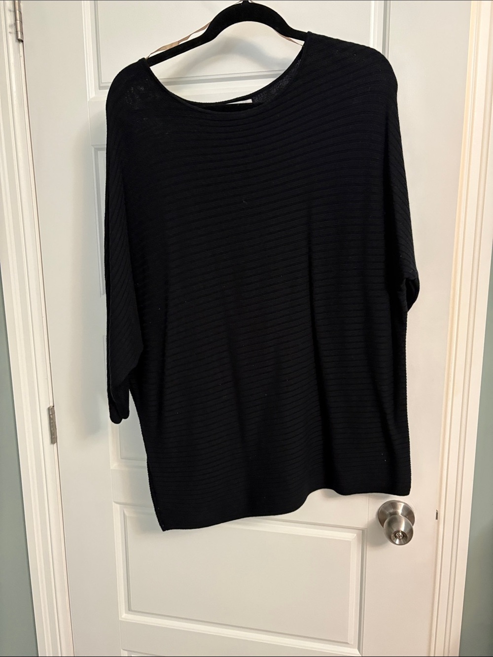 Reitmans Black Ribbed Dolman Long-Sleeve Top